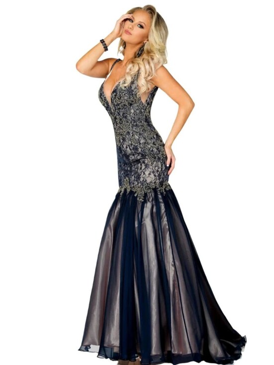 Envious Couture by Karishma Creations Dresses & Skirts - NWT Envious Couture Size 14 Navy Prom Dress Lace Chiffon Mermaid